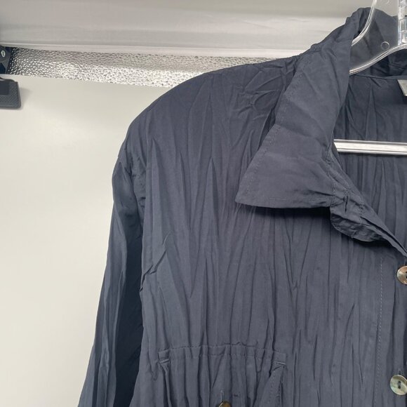 Chico's Womens Pleated Texture Button Up Top Long Sleeve Charcoal Size XL - Picture 5 of 8